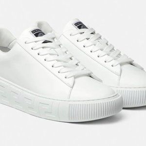 Versace Vitellos Low Top White womens preowned with box, dust bag card size 9.5